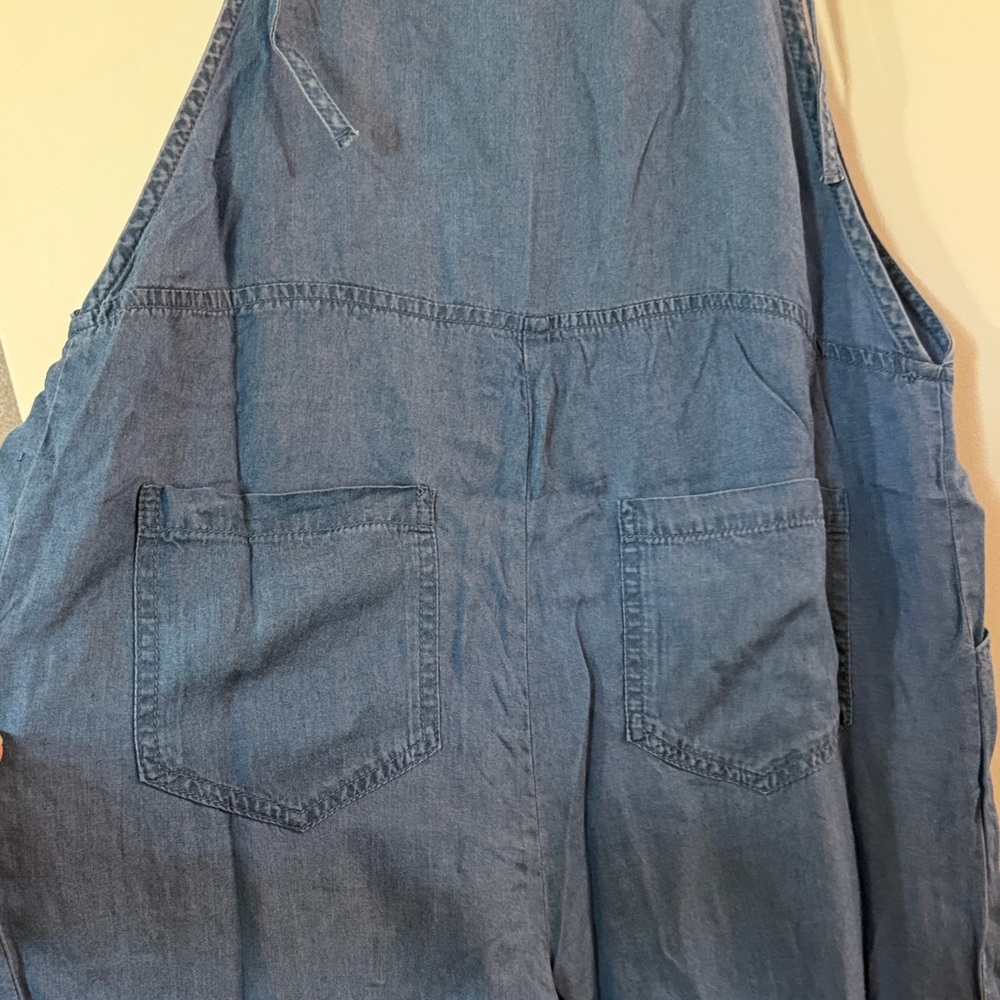 Zenana Outfitters Blue Denim-Style Wide-Leg Overall Jumpsuit - Picture 7 of 11
